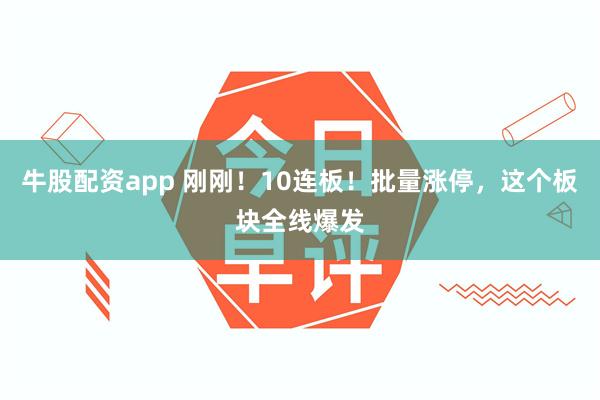 牛股配资app 刚刚！10连板！批量涨停，这个板块全线爆发