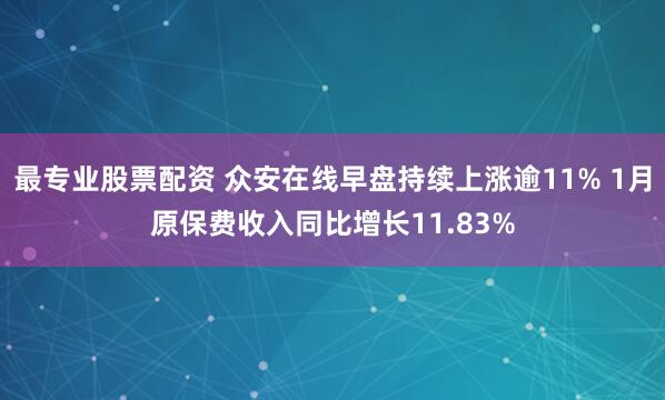 最专业股票配资 众安在线早盘持续上涨逾11% 1月原保费收入同比增长11.83%