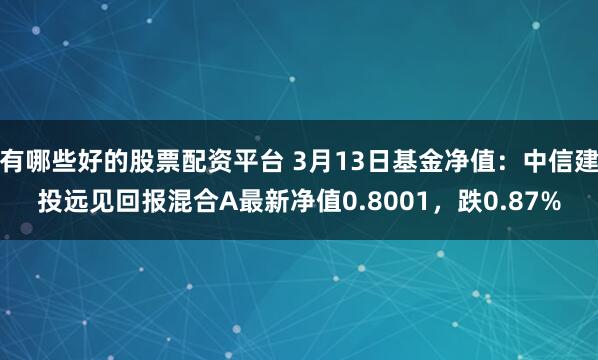 有哪些好的股票配资平台 3月13日基金净值：中信建投远见回报混合A最新净值0.8001，跌0.87%