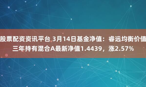 股票配资资讯平台 3月14日基金净值：睿远均衡价值三年持有混合A最新净值1.4439，涨2.57%